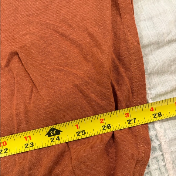 Democracy Blouse Womens Large Rust Orange V Neck Sparkly Flowy Rayon Linen - Picture 6 of 7